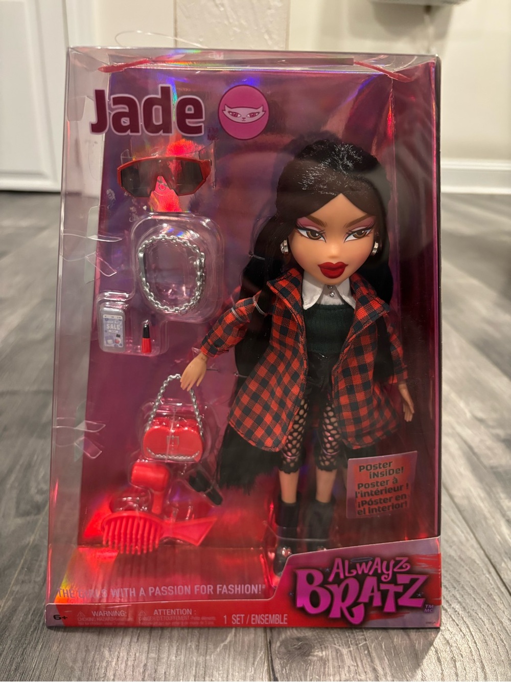 Bratz Jade Fashion Doll - Red & Black Plaid Outfit